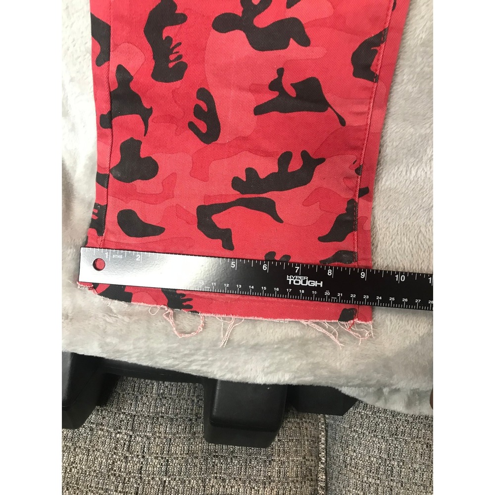 Valabasas Red Camo Carpenter Jeans Mens Flare Leg Raw Hem Streetwear Denim 35x39 - Picture 8 of 16